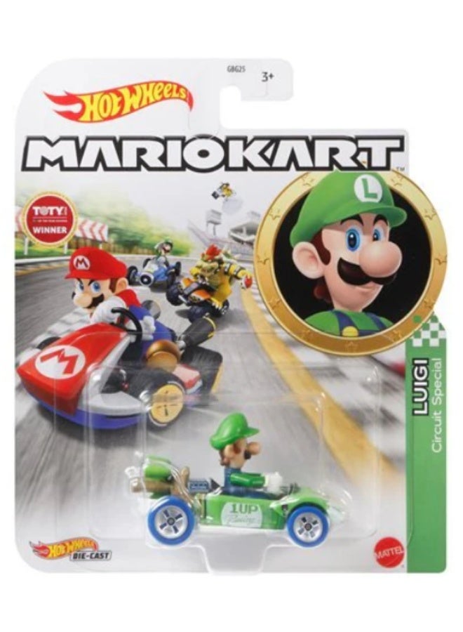 Hot Wheels Mario Kart Die-Cast Car – 1:64 Scale Track-Compatible Character Vehicle for Stunting & Racing, No Batteries Required, Age 3+  - ASSORTED ITEM - Image 1