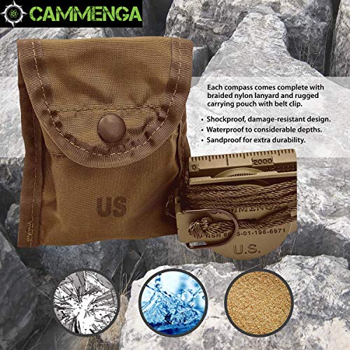 Cammenga US Military Tritium Lensatic Compass Coyote Brown - Hand Held Military Compass with Clam Shell Storage Case and Waterproof Pouch - Image 2