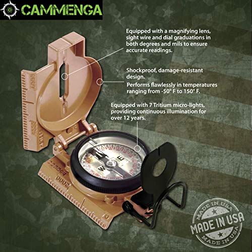 Cammenga US Military Tritium Lensatic Compass Coyote Brown - Hand Held Military Compass with Clam Shell Storage Case and Waterproof Pouch - Image 4