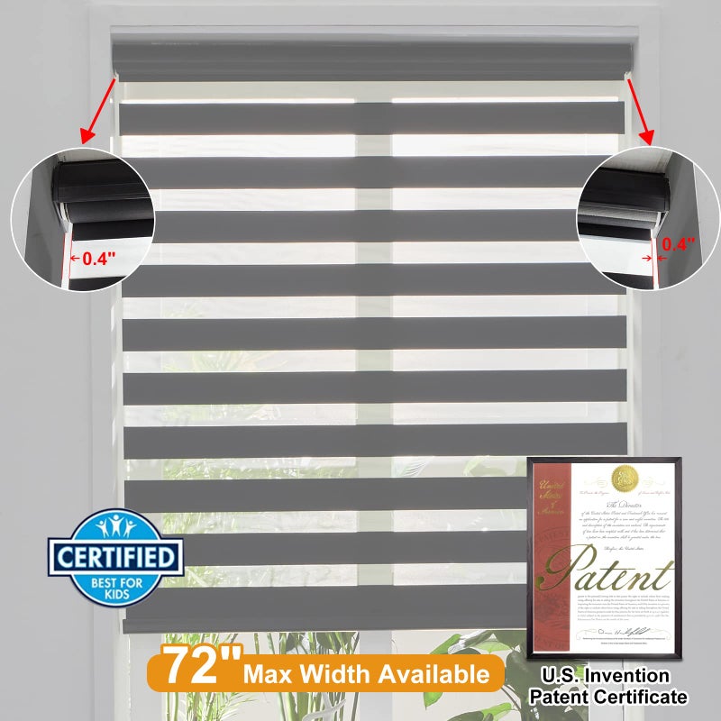 Persilux ستائر زيبرا بدون سلك من بيرسيلوكس للنوافذ (36" عرض × 72" ارتفاع، أسود) ستائر نوافذ بميزة التوقف الحر، تحكم مزدوج في الضوء لنهار وليلة، ستائر شفافة لتصفية الضوء للمنزل، سهلة التركيب - Image 4