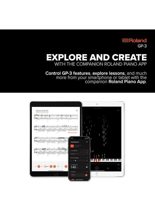 Roland GP-3 Digital Low-Profile Grand Space-Saving Footprint | Premium Piano Technologies | Authentic Tone and Touch | Immersive Sound | Onboard Bluetooth - Image 4
