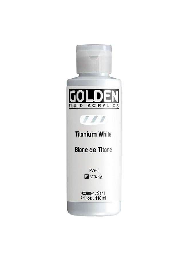Golden - Fluid Acrylics By Golden Titanium White 4 Oz. Bottle Professional Acrylic Paint Semi Opaque - Image 1