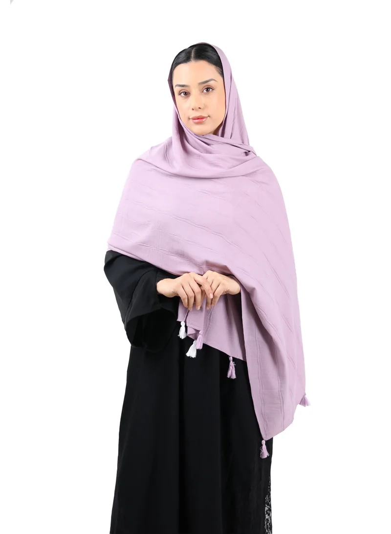 Crinkle Cotton Scarf with Tassel Trim (Dusty Mauve)