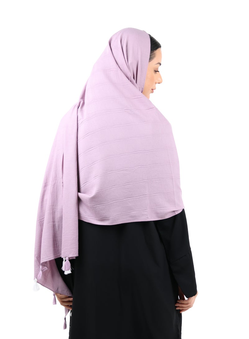 جميلة وشاح قطني مجعّد مع حواف شرّابات - موف هادئ - Image 4