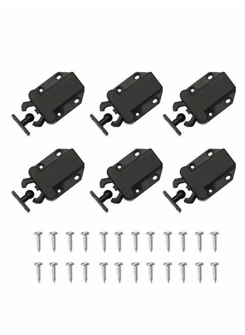 Touch Release Catch Latch, Black Push To Open Catch Lock With Automatic Pop-up Function Cabinet Lock, ABS Push Latch For Cupboard And Drawer