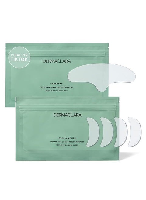 Silicone Face Patches for Wrinkles & Fine Lines - Silicone Fusion Treatment Anti-Wrinkle Patches for Pregnancy Safe SkinCare - Reusable Under Eye, Forehead & Face Wrinkle Patches