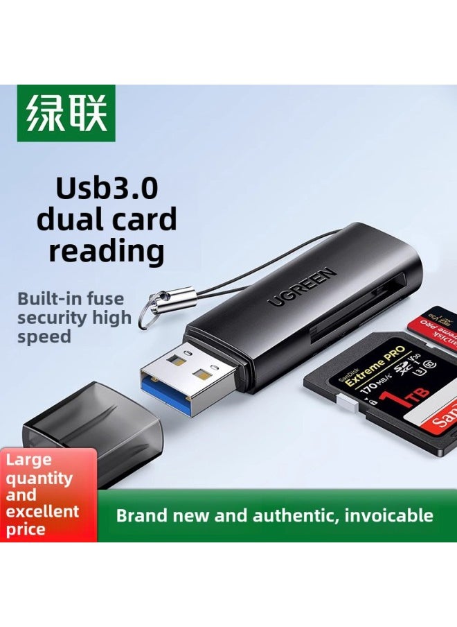 Generic - Green Card Reader Sd Card Tf Multi-functional One Usb3.0 High-speed Converter Reads Vehicle-mounted Driving Recorder Card-Color:【usb3.0】dual Card Single Reading-deep Black (10927) - Image 1