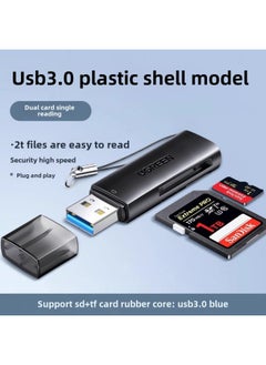 Green Card Reader Sd Card Tf Multi-functional One Usb3.0 High-speed Converter Reads Vehicle-mounted Driving Recorder Card-Color:【usb3.0】dual Card Single Reading-deep Black (10927)
