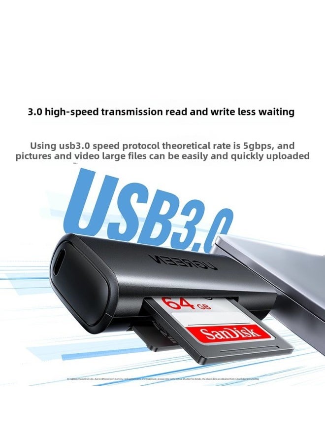 Generic - Green Card Reader Sd Card Tf Multi-functional One Usb3.0 High-speed Converter Reads Vehicle-mounted Driving Recorder Card-Color:【usb3.0】dual Card Single Reading-deep Black (10927) - Image 1