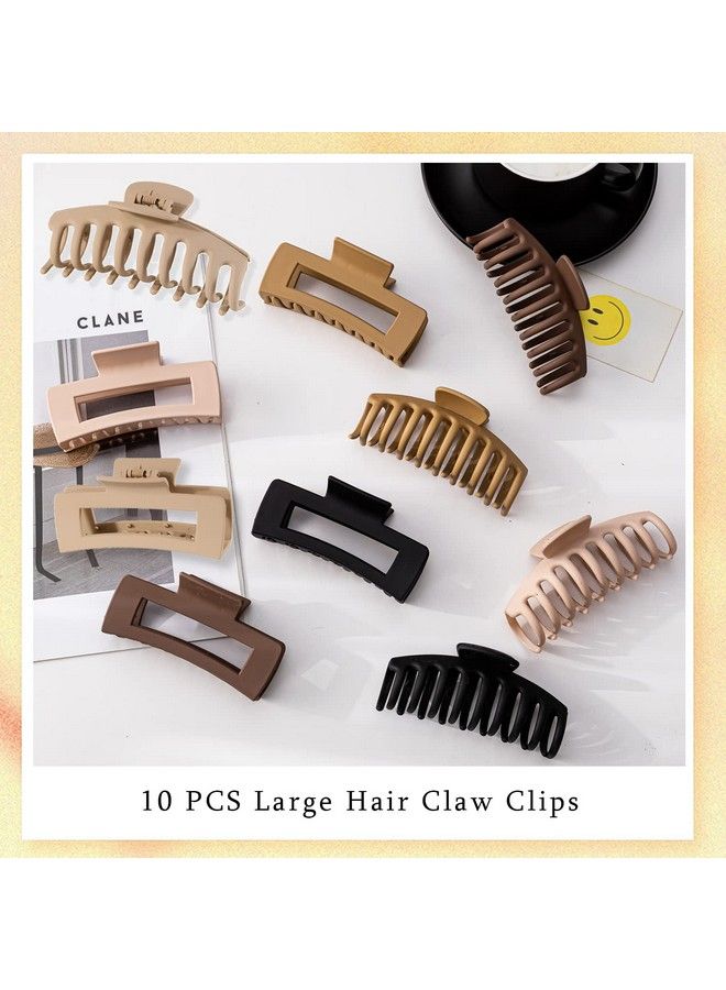 FDBJulyy 10 Pack 4.4" Large Hair Clipsclaw Clipshair Clips For Women & Girls2 Styles 5 Colors Internal Tooth Design Strong Hold Matte Claw Hair Clips For Women Thick Hair & Thin Hair 90 - Image 4