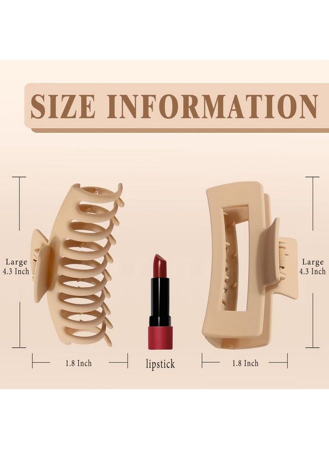 FDBJulyy 10 Pack 4.4" Large Hair Clipsclaw Clipshair Clips For Women & Girls2 Styles 5 Colors Internal Tooth Design Strong Hold Matte Claw Hair Clips For Women Thick Hair & Thin Hair 90 - Image 3