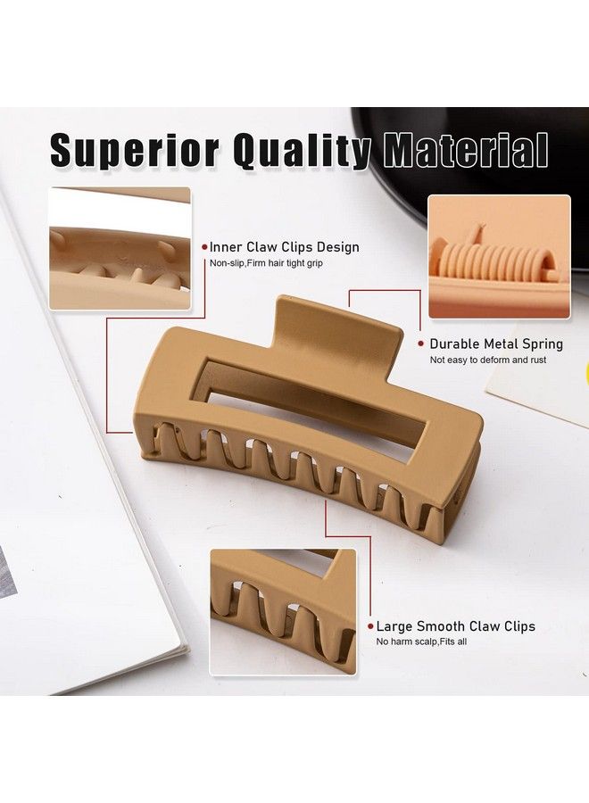 FDBJulyy 10 Pack 4.4" Large Hair Clipsclaw Clipshair Clips For Women & Girls2 Styles 5 Colors Internal Tooth Design Strong Hold Matte Claw Hair Clips For Women Thick Hair & Thin Hair 90 - Image 5