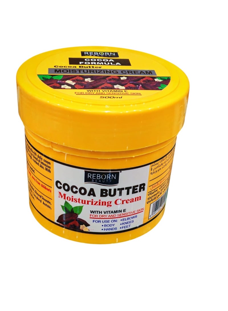 Reborn Beauty Cocoa Butter Formula Moisturizing Cream with Vitamin E - 500ml - Image 1