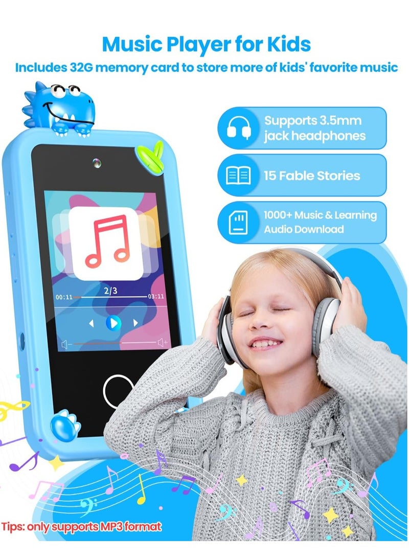 Kids Smart Phone for Boys with 32G Card & Holographic Pyramid,  for Age 3-10 Kids Toys Cell Phone, 2.8" Touchscreen Toddler Learning Toy, Dual Lens, Music Player, Arabic language support(Blue) - Image 3
