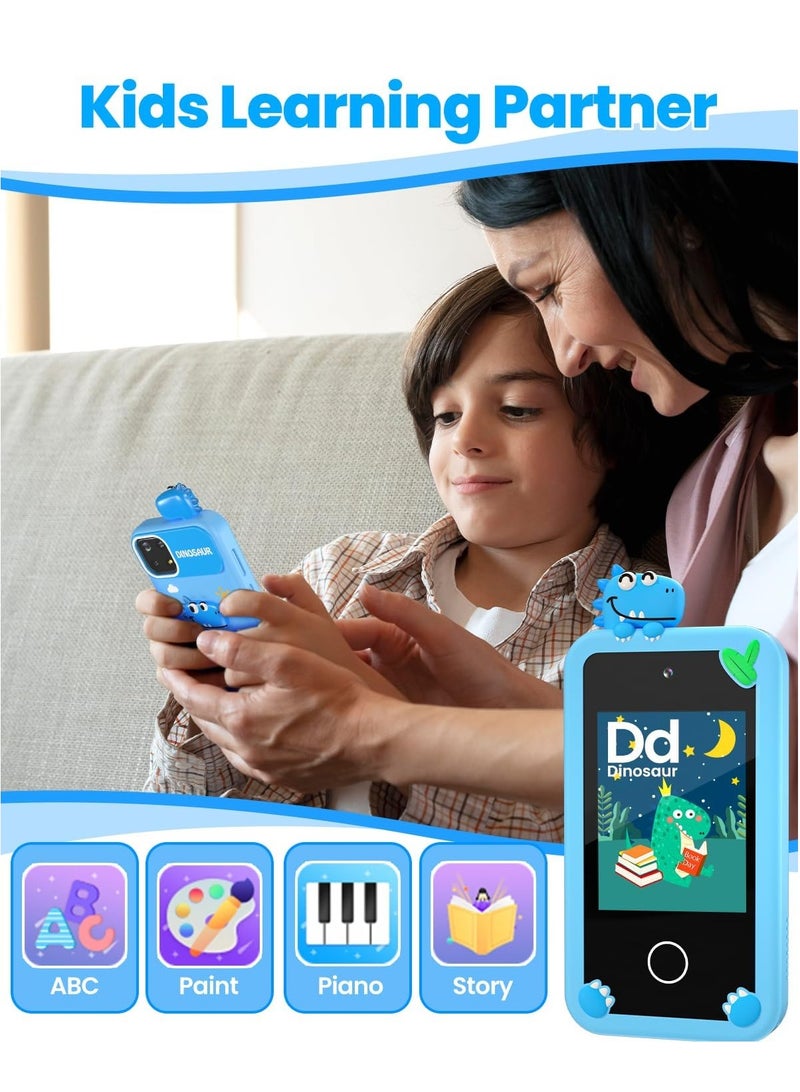 Kids Smart Phone for Boys with 32G Card & Holographic Pyramid,  for Age 3-10 Kids Toys Cell Phone, 2.8" Touchscreen Toddler Learning Toy, Dual Lens, Music Player, Arabic language support(Blue) - Image 5