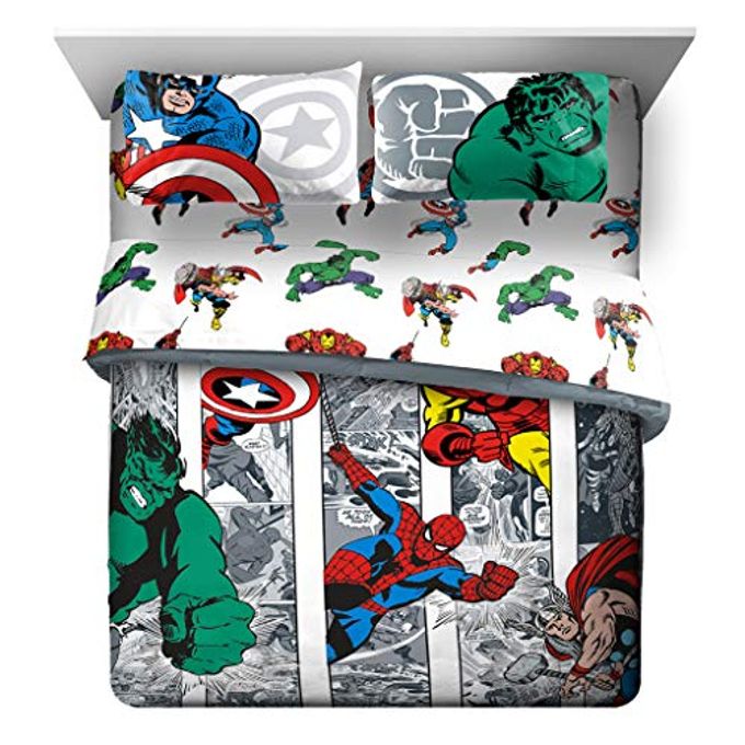Jay Franco Marvel Avengers Comic Cool 7 Piece Queen Bed Set Includes Comforter & Sheet Set Bedding Features Captain America, Spiderman, Iron Man, Hulk, & Thor Super Soft - Image 4