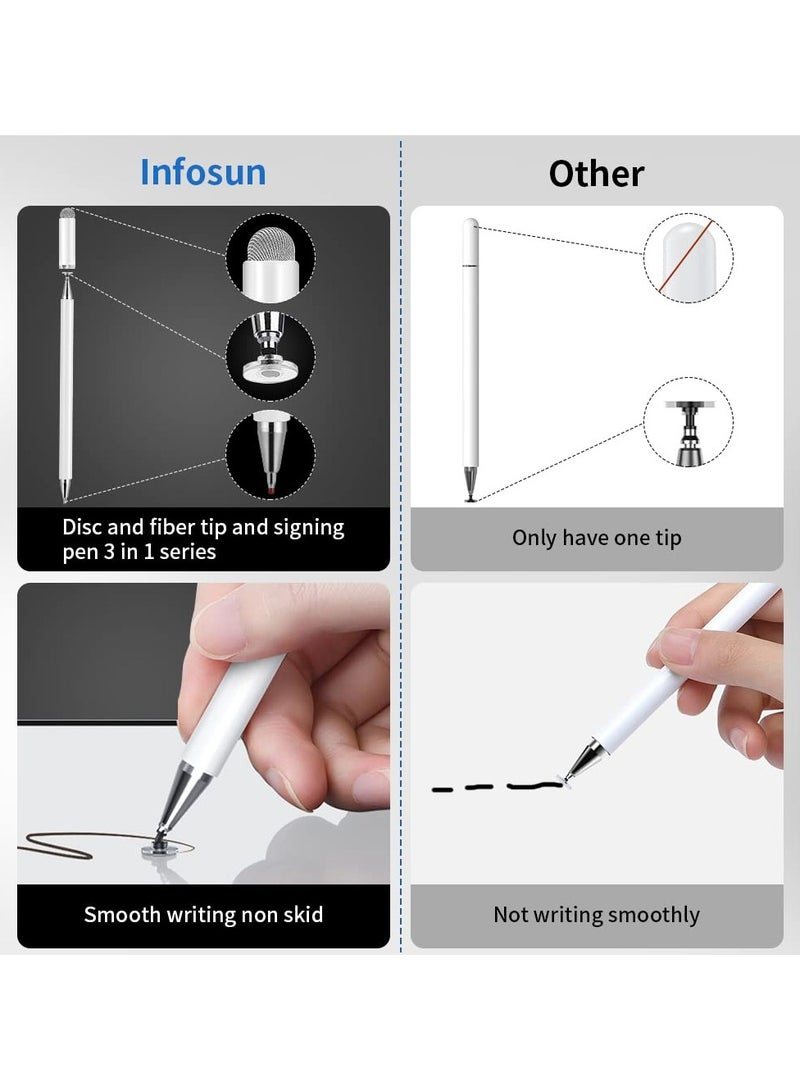 UCHUANG Stylus for iPad, Stylus Magnetic Disc Universal Stylus Pens Touch Screens for Apple/iPhone/iPad pro/Mini/Air/Android/Microsoft/Surface All Capacitive Touch Screens - White - Image 4