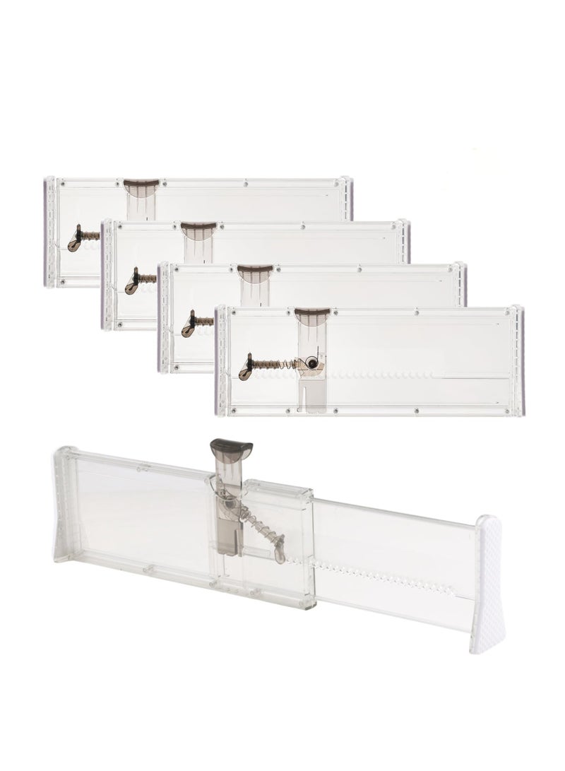 Excefore 4 Pack Adjustable Drawer Dividers, Expandable Drawer Organizer for Clothes, Suitable for Bedroom Bathroom Kitchen Fridge Office Organization and Storage (4" Tall 11"-17" Long) - Image 1