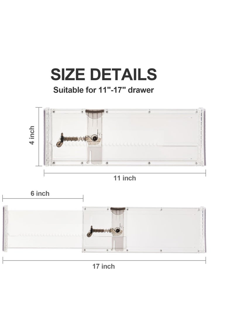 Excefore 4 Pack Adjustable Drawer Dividers, Expandable Drawer Organizer for Clothes, Suitable for Bedroom Bathroom Kitchen Fridge Office Organization and Storage (4" Tall 11"-17" Long) - Image 2
