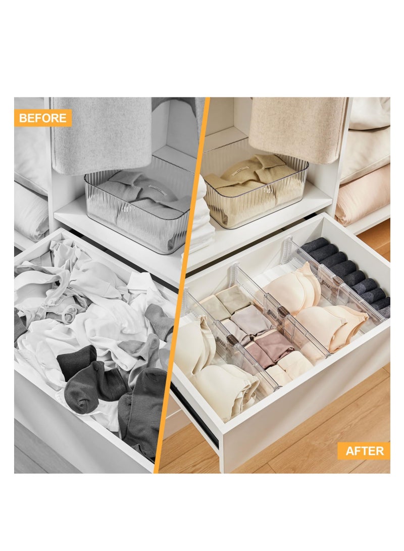Excefore 4 Pack Adjustable Drawer Dividers, Expandable Drawer Organizer for Clothes, Suitable for Bedroom Bathroom Kitchen Fridge Office Organization and Storage (4" Tall 11"-17" Long) - Image 4