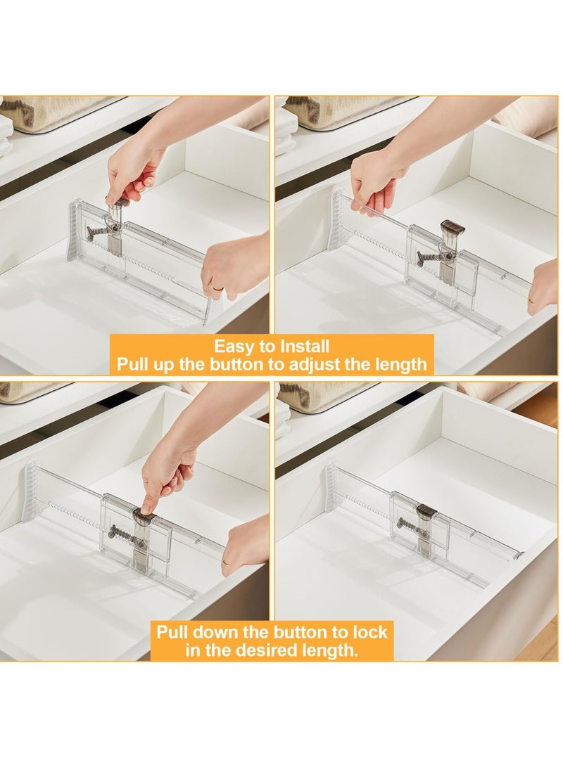 Excefore 4 Pack Adjustable Drawer Dividers, Expandable Drawer Organizer for Clothes, Suitable for Bedroom Bathroom Kitchen Fridge Office Organization and Storage (4" Tall 11"-17" Long) - Image 5