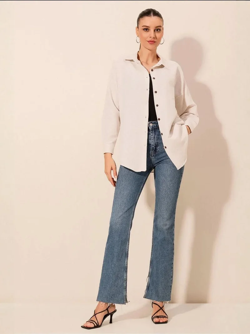 بيغ دارت قميص بأزرار وأكمام طويلة فضفاض من