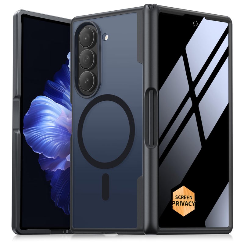 MOBOSI Magnetic for Z Fold 5 Case with Privacy Screen Protector Compatible with Magsafe FullBody Slim Coverage Hinge Protection Shockproof Phone Cover for Samsung Galaxy Z Fold5 Jet Black - Image 2