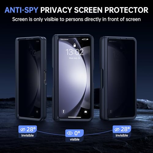 MOBOSI Magnetic for Z Fold 5 Case with Privacy Screen Protector Compatible with Magsafe FullBody Slim Coverage Hinge Protection Shockproof Phone Cover for Samsung Galaxy Z Fold5 Jet Black - Image 3