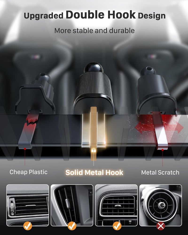YOSH 2023 Magnetic Car Phone Holder Air Vent, Upgraded Car Phone Mount Magnet Phone Holder for Cars, Phone Mount with Double-Lock Clips Car Holder for iPhone Sam-sung Huawei etc. - Image 2