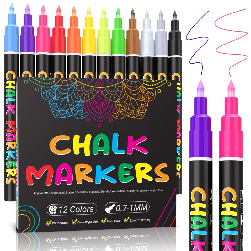 KERIFI Extra Fine Tip Chalk Markers, Dry Erase Marker Pens for Blackboard, Windows, Chalkboard Signs, Bistro - Image 1