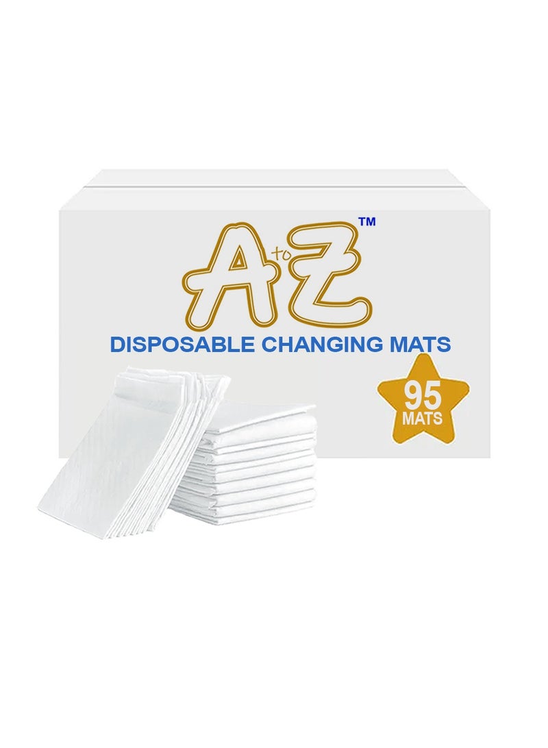 A to Z - Disposable Changing Mat size (45cm x 60cm) Large- Premium Quality for Baby Soft Ultra Absorbent Waterproof Pack of 95 White - Image 1