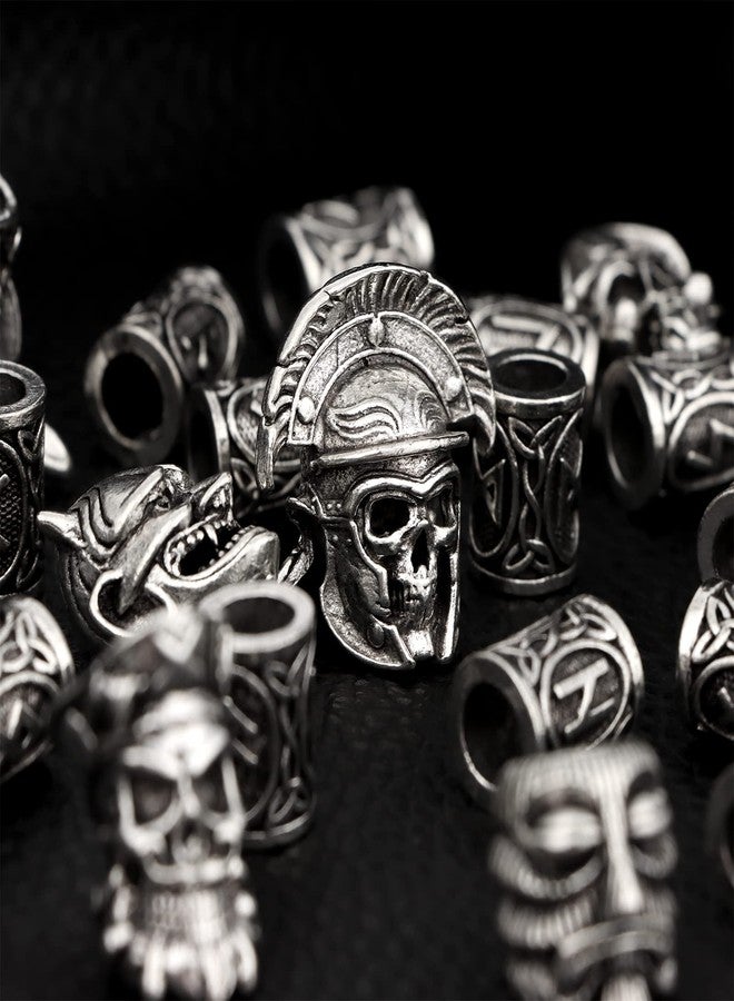 PIAOPIAONIU 32 PCS Viking Skull Head Beard Beads Hair Beard Beads for Man/Woman,Braiding Beads Beard Viking Rune Beads for Hair Decoration,DIY Viking Bracelets Pendant Necklace - Image 5
