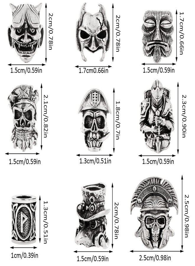 PIAOPIAONIU 32 PCS Viking Skull Head Beard Beads Hair Beard Beads for Man/Woman,Braiding Beads Beard Viking Rune Beads for Hair Decoration,DIY Viking Bracelets Pendant Necklace - Image 3