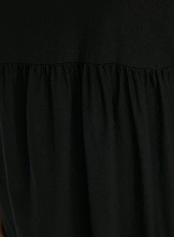 trendyol Black Gathered Detailed Cotton Wide Fit Woven Dress TCTSS21EL3406  - Image 5