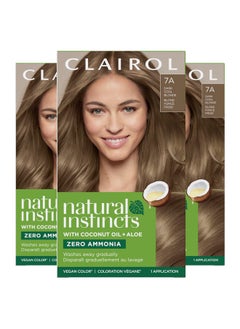 CLAIROL Natural Instincts Demi Permanent Hair Dye, 7A Dark Cool Blonde Hair Color, Pack Of 3  - Image 1