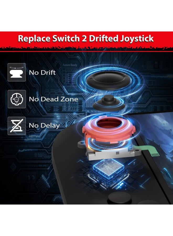 JAOYSTII Joycon Joystick Replacement 4 Pack for Switch 2, Replacement Joy-Stick Analog Thumb Stick for Nintendo Joycon 2 (L)/(R) Blue/Red, Left/Right Analog Joystick with Thumbstick Grips & Screws - Image 3