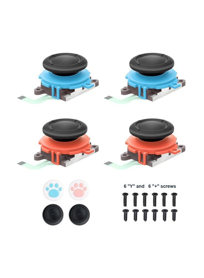 JAOYSTII Joycon Joystick Replacement 4 Pack for Switch 2, Replacement Joy-Stick Analog Thumb Stick for Nintendo Joycon 2 (L)/(R) Blue/Red, Left/Right Analog Joystick with Thumbstick Grips & Screws - Image 1