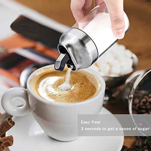 Aelga Glass Sugar Dispenser with Pour Spout, Weighted Pourer, Coffee Bar Accessories for Coffee, Tea and Baking - Image 3