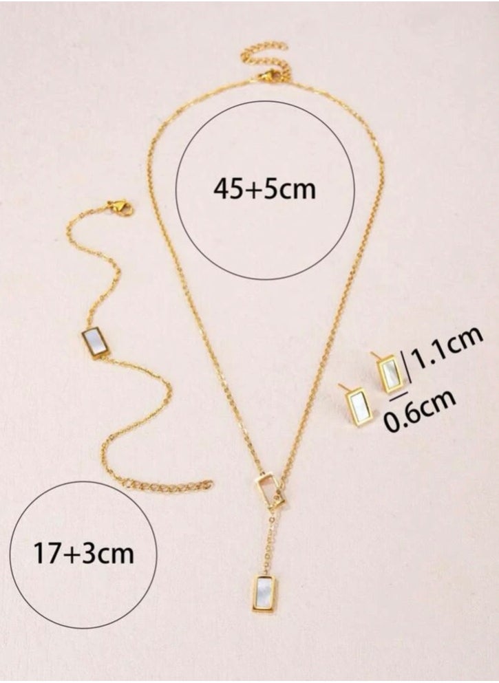 JewelryPalace Gold Plated Stainless Steel Women's Necklace and Bracelets And Earrings Accessories Set  - Image 3