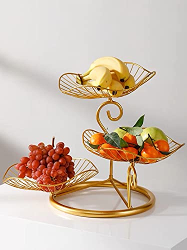 LANDTOM® Metal 3-Tier Fruit Basket Holder Decorative Fruit Bowl Stand, Gold (Type A) - Image 3