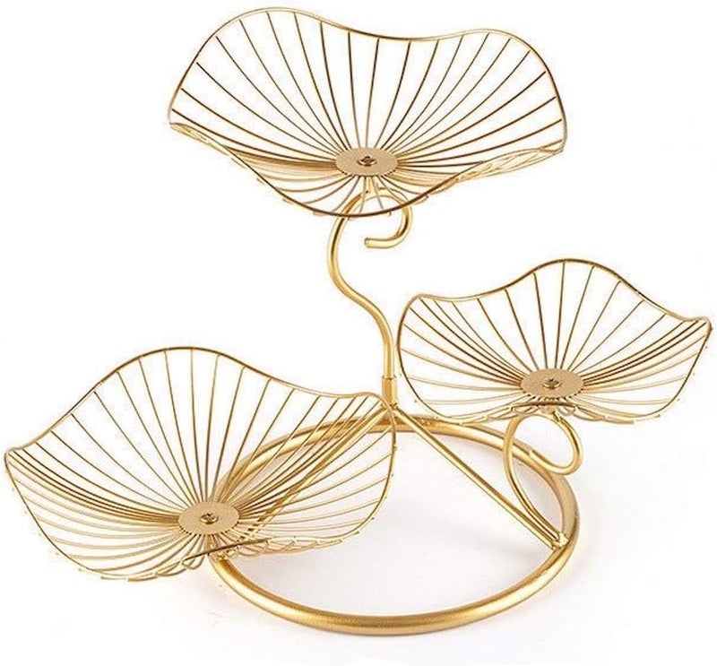 LANDTOM® Metal 3-Tier Fruit Basket Holder Decorative Fruit Bowl Stand, Gold (Type A) - Image 2