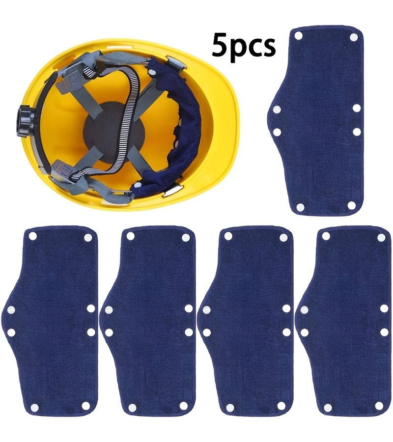 5 Pcs Reusable Sweat Absorbing Bands For Hard Hats Blue Liners Washable Foldable Safety Gear Winter Hat Wraps Forehead Warmth - Image 5