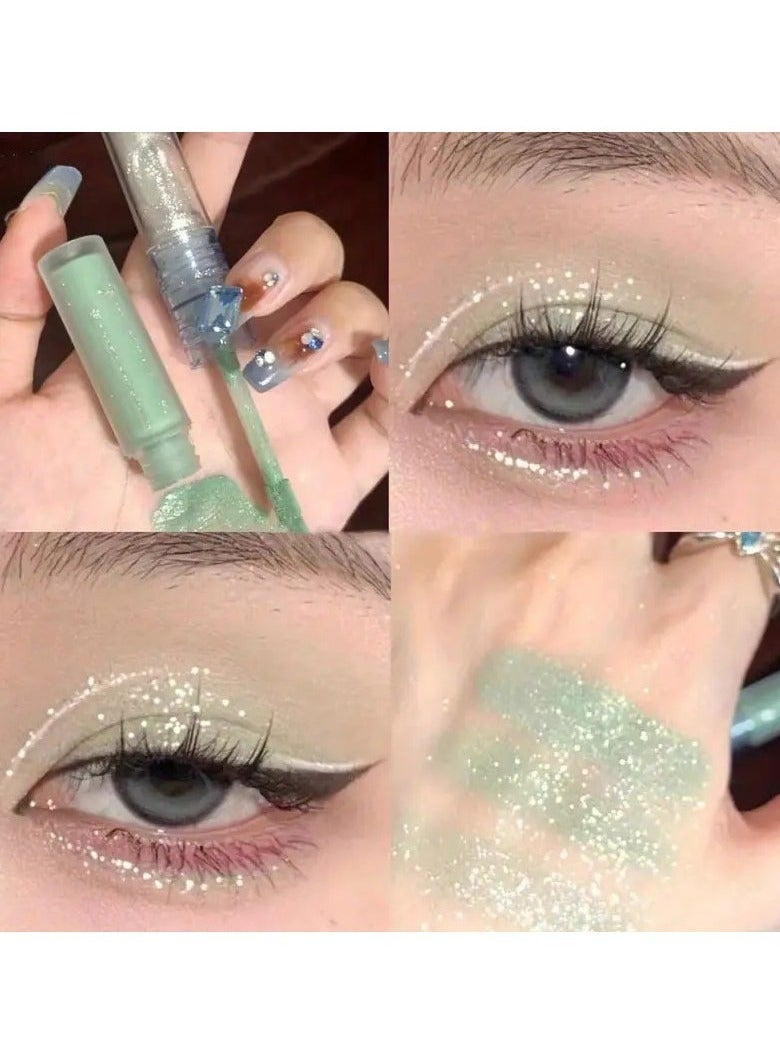 Cappuvini Double-headed Liquid Eyeshadow Eyeliner Pen, Matte Sequins Pearly Glitter Eye Makeup, Eyelid Under Crease Brightening Liquid Teardrop Makeup For Music Festival #02 - Image 1