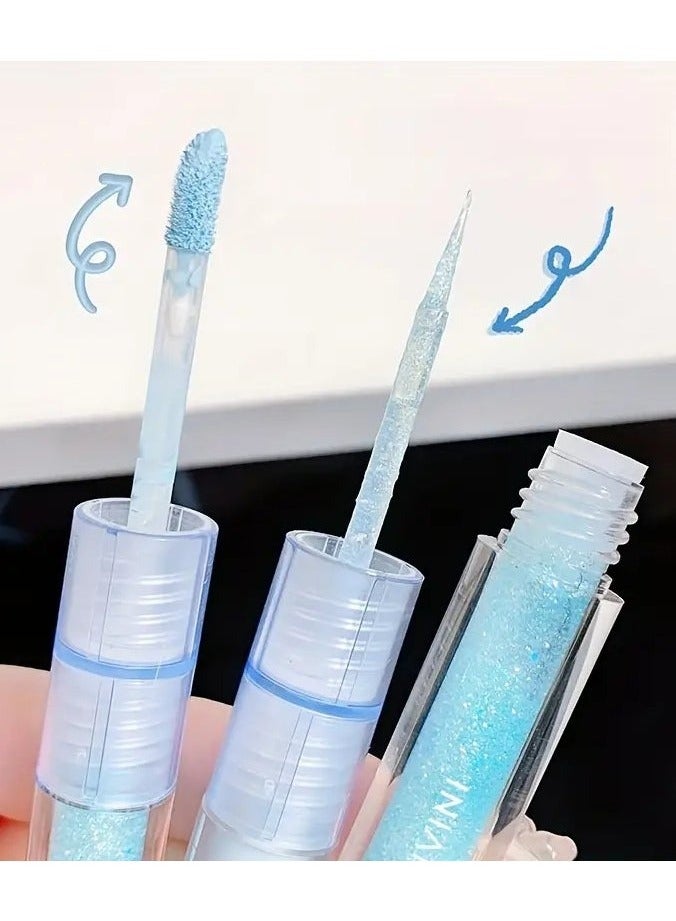 Cappuvini Double-headed Liquid Eyeshadow Eyeliner Pen, Matte Sequins Pearly Glitter Eye Makeup, Eyelid Under Crease Brightening Liquid Teardrop Makeup For Music Festival #02 - Image 3