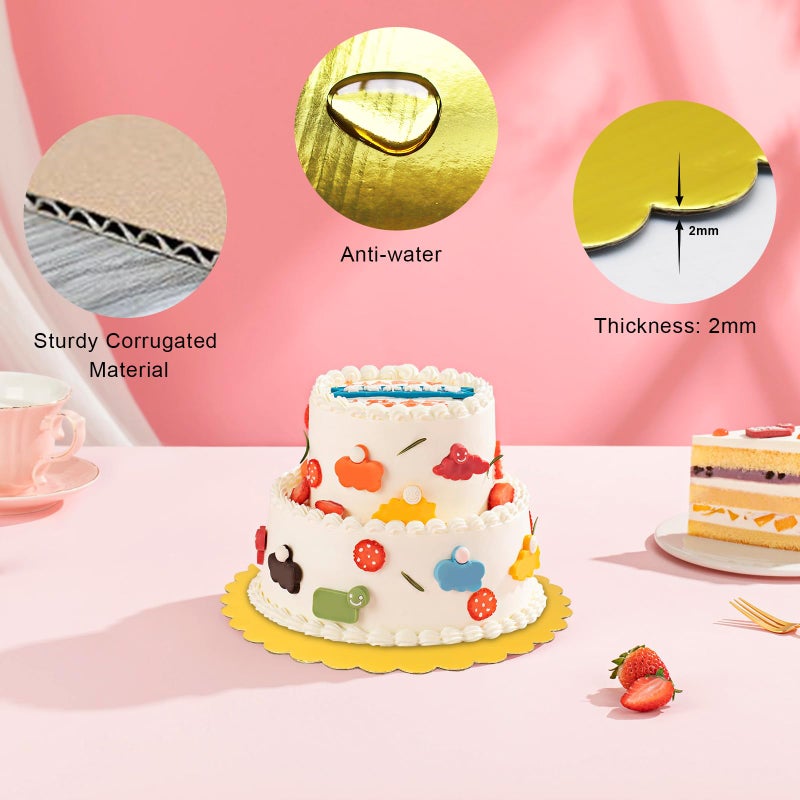 Aumodizzy 30 Pcs 10 inch Gold Cake Boards Round, Food-Graded Cardboard, Waterproof and Oil-Proof, Sturdy Corrugated, Ideal for Baking, Cake DIY, Dessert and Craftin - Image 3