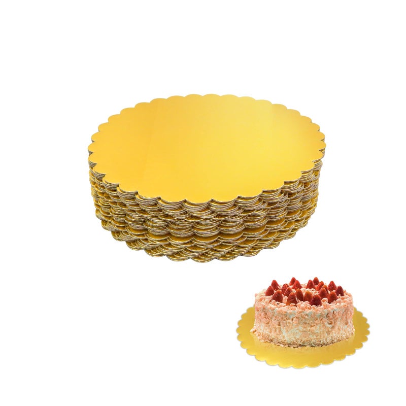 Aumodizzy 30 Pcs 10 inch Gold Cake Boards Round, Food-Graded Cardboard, Waterproof and Oil-Proof, Sturdy Corrugated, Ideal for Baking, Cake DIY, Dessert and Craftin - Image 1