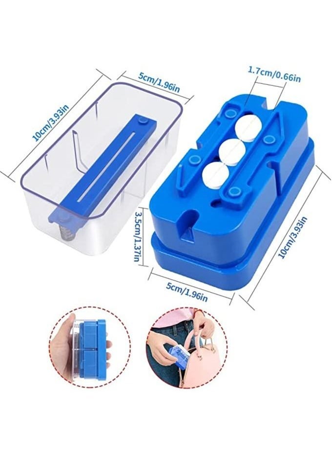 Pill Splitter, 1/2 1/4 Accurate Even Cut for Round Oblong Pills, Multifunctional Pills Divider Dispenser, Cutter for Vitamins, Big & Small Pills, and Medication, Transparent Portable Pill Cutter Box