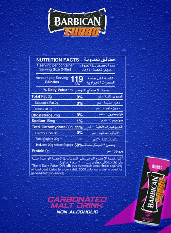 Barbican Turbo Berry Flavoured Malt In Can 6 x 240ml - Image 4