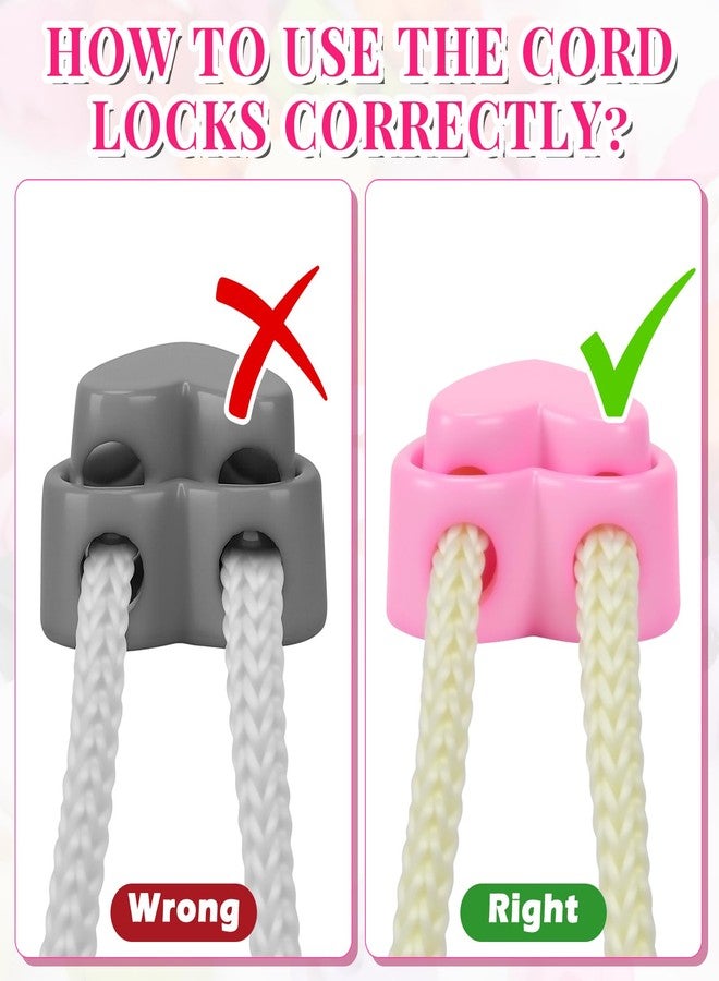 Hysagtek Plastic Cord Locks for Drawstrings Shoelaces, 100 Pcs Heart Shape Double Hole Spring Cord Lock Knitting Needle Stoppers Fastener Slider Toggles for Drawstrings - Image 5
