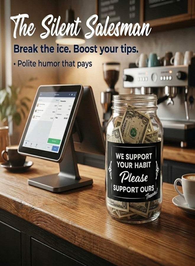 Artisan Owl We Support Your Habit Please Support Ours Thanks! Vinyl Sticker - Tip Cash Tipping Jar - 3x4 All Weather Vinyl Decal Sticker - Image 4